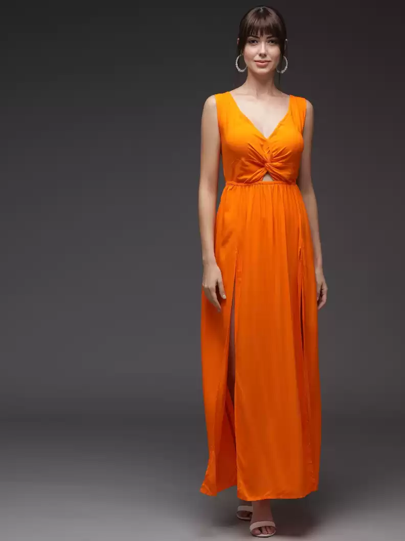 TANDUL  Women Fit and Flare Orange Dress