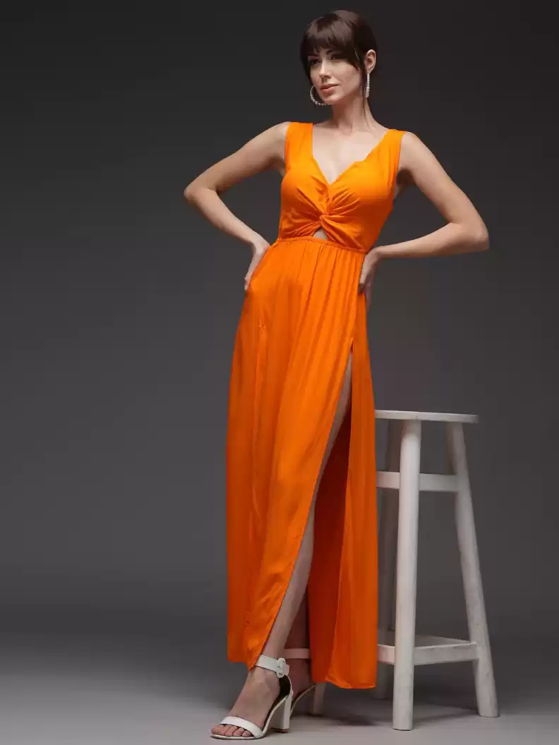 TANDUL  Women Fit and Flare Orange Dress