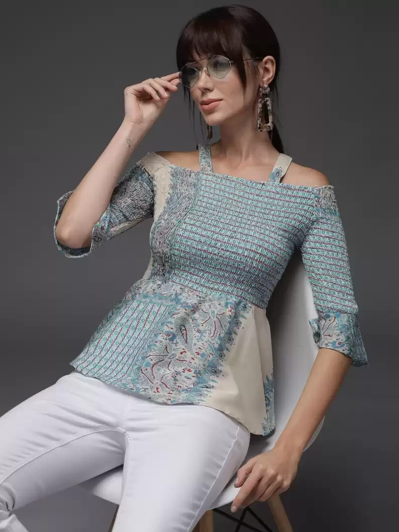 TANDUL  Casual Regular Sleeves Printed Women Multicolor Top