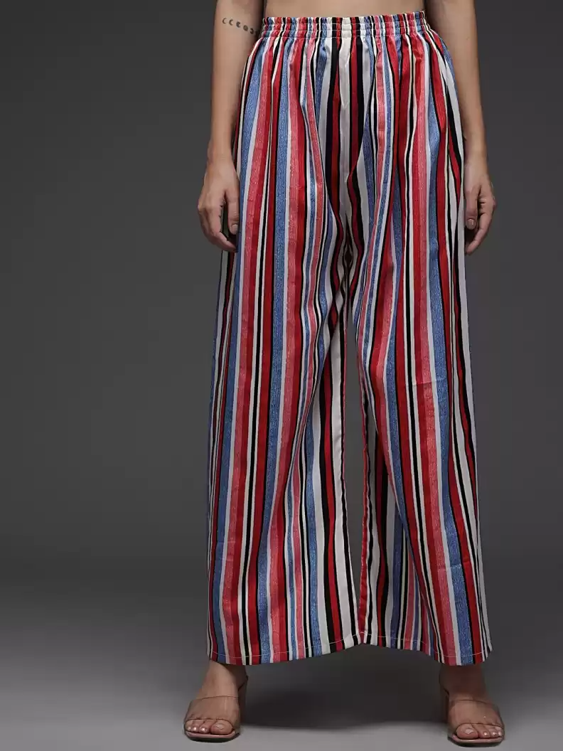 TANDUL  Regular Fit Women Multicolor Crepe Trousers