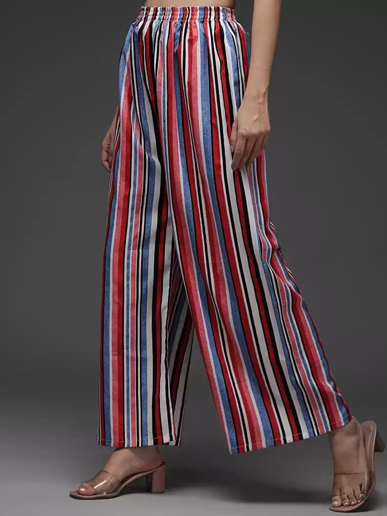 TANDUL  Regular Fit Women Multicolor Crepe Trousers