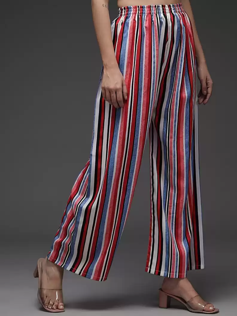 TANDUL  Regular Fit Women Multicolor Crepe Trousers