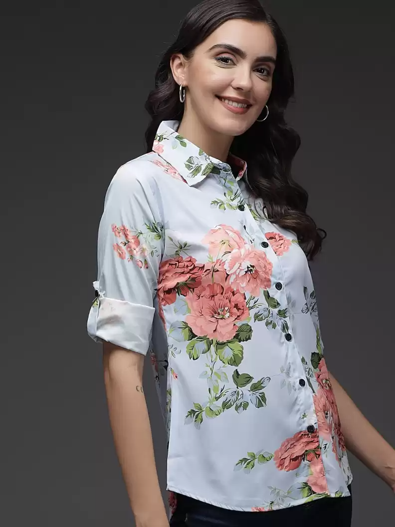 TANDUL  Women Regular Fit Printed Button Down Collar Formal Shirt