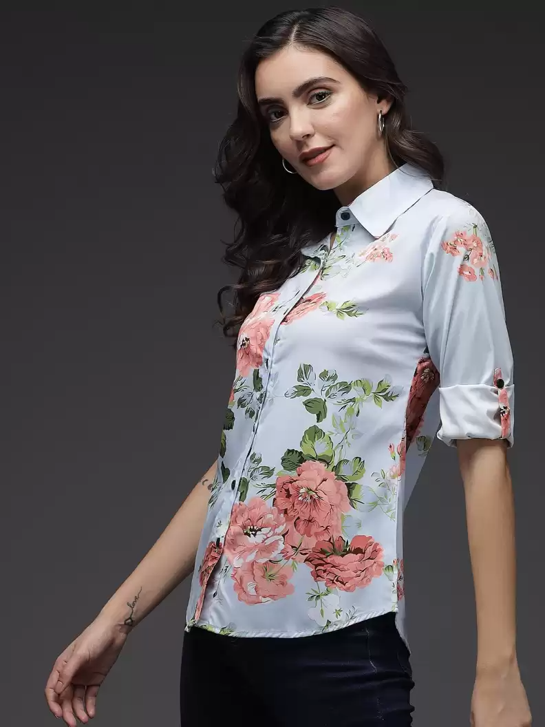 TANDUL  Women Regular Fit Printed Button Down Collar Formal Shirt