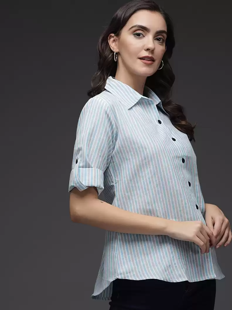 TANDUL  Women Regular Fit Printed Button Down Collar Formal Shirt