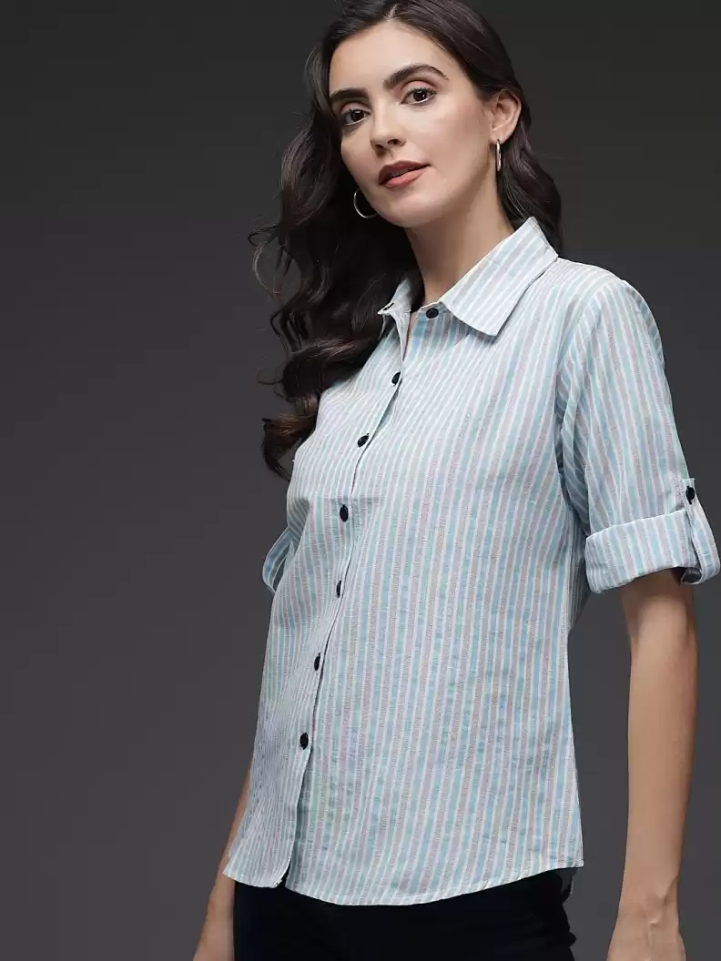 TANDUL  Women Regular Fit Printed Button Down Collar Formal Shirt