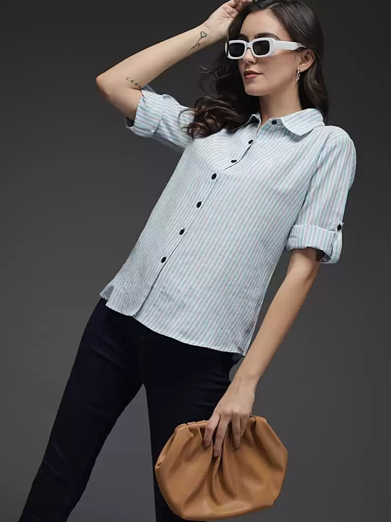 TANDUL  Women Regular Fit Printed Button Down Collar Formal Shirt