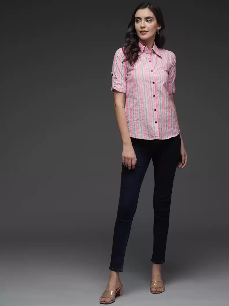 TANDUL  Women Regular Fit Printed Button Down Collar Formal Shirt