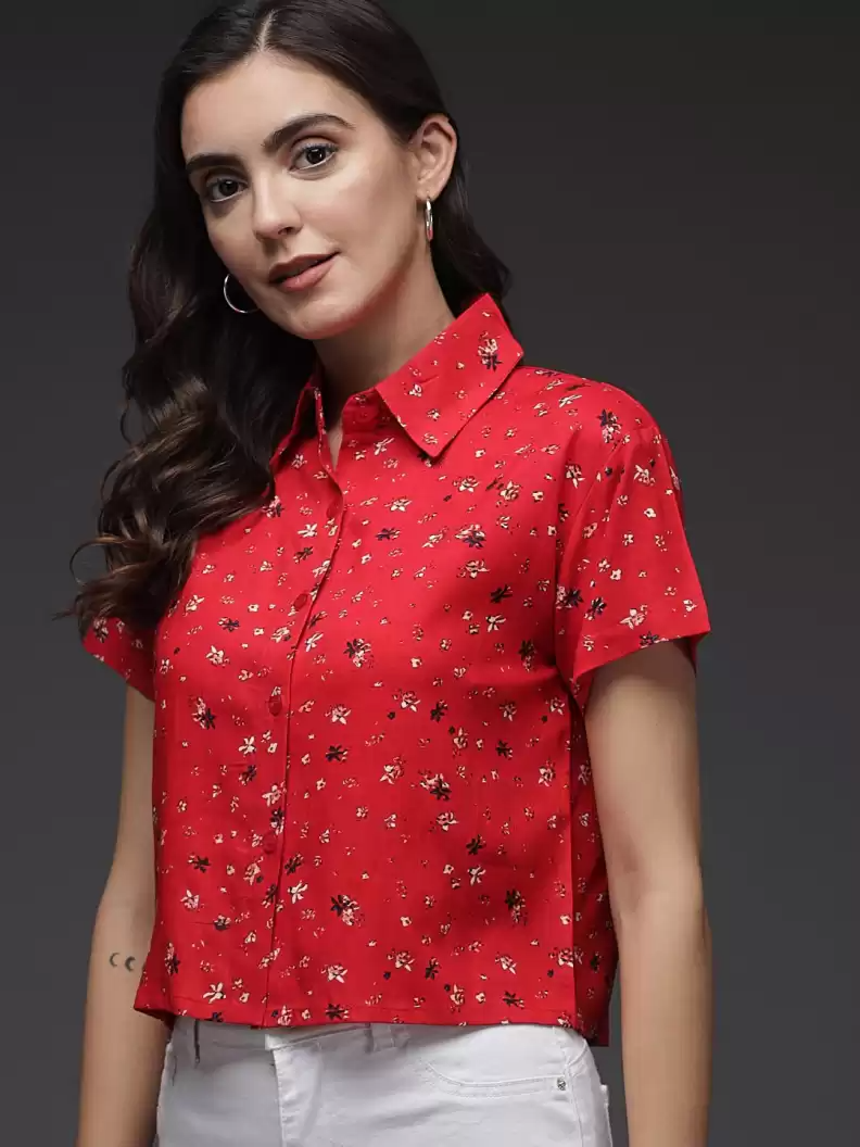 TANDUL  Women Regular Fit Printed Button Down Collar Formal Shirt