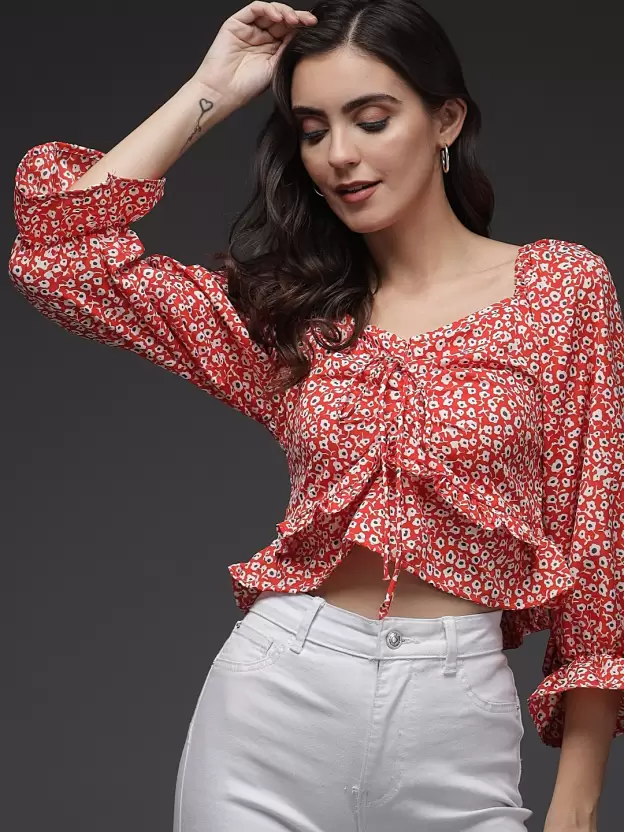 TANDUL  Casual Regular Sleeves Printed Women Multicolor Top