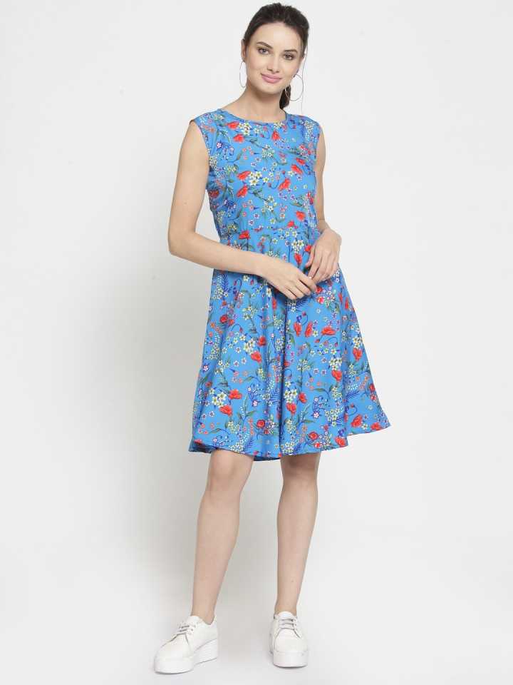 TANDUL  Women Fit and Flare Blue Dress