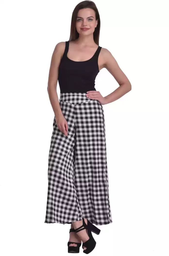 TANDUL  Flared Women Multicolor Poly Crepe Trousers