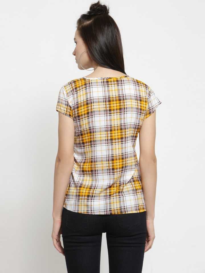 TANDUL  Casual Regular Sleeves Checkered Women Multicolor Top