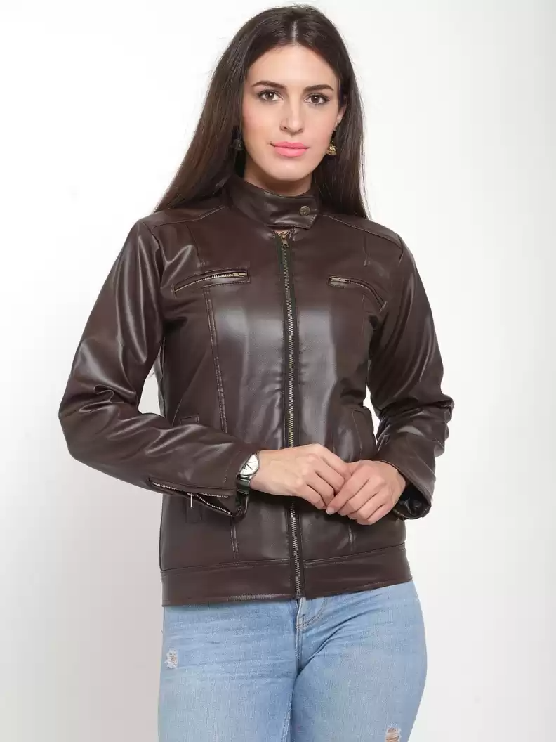 TANDUL  Full Sleeve Solid Women Leather Jacket