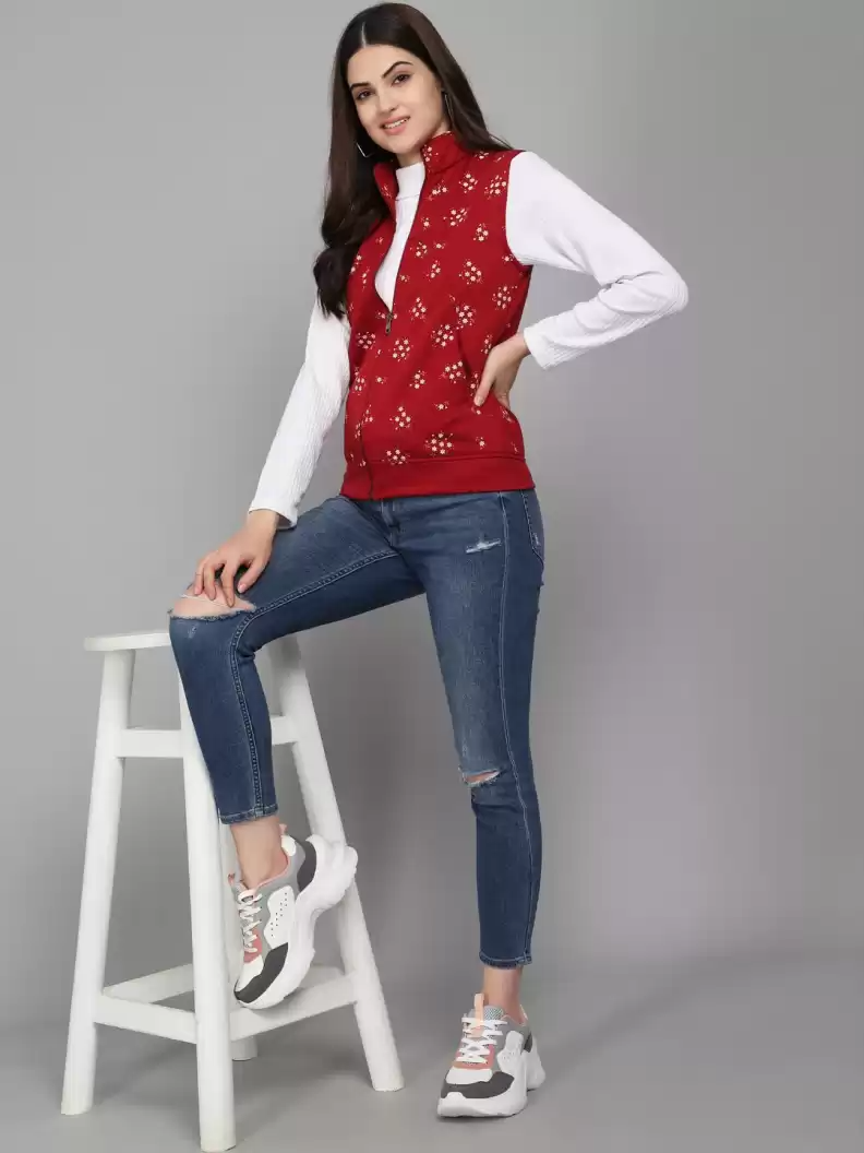 TANDUL  Sleeveless Printed Women Casual Jacket