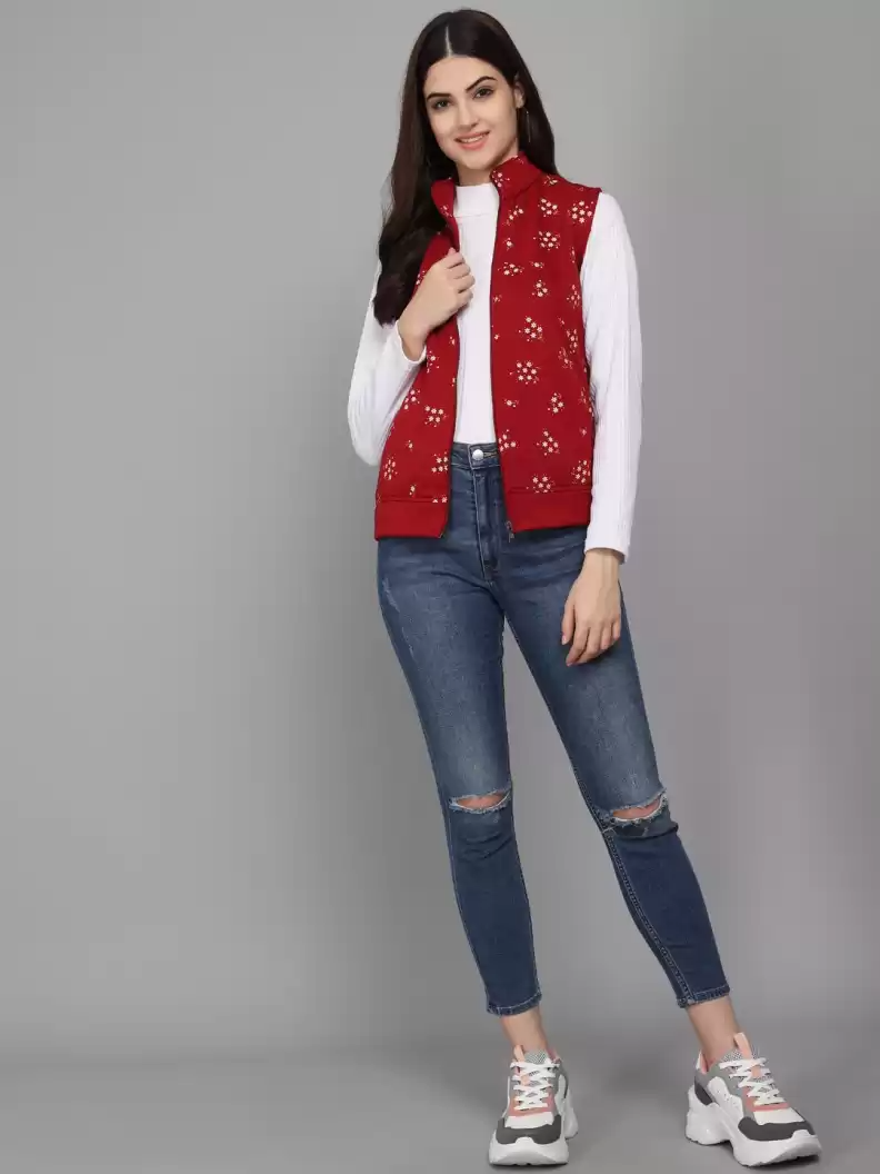 TANDUL  Sleeveless Printed Women Casual Jacket