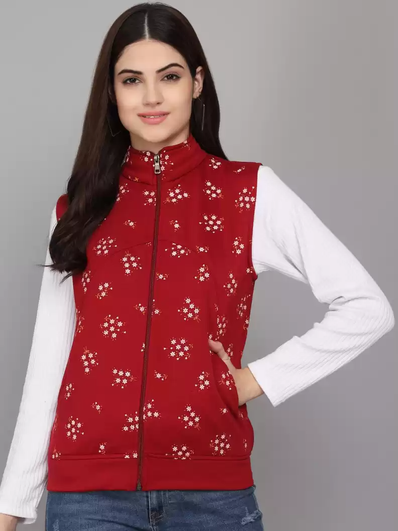 TANDUL  Sleeveless Printed Women Casual Jacket