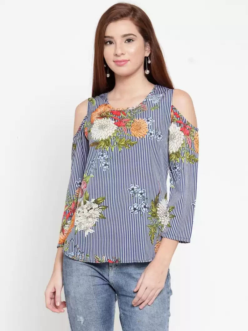 TANDUL  Casual Regular Sleeves Floral Print Women Multicolor Top