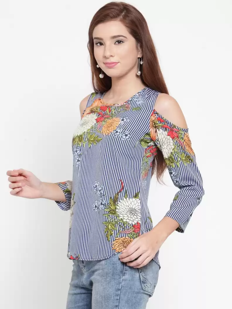 TANDUL  Casual Regular Sleeves Floral Print Women Multicolor Top