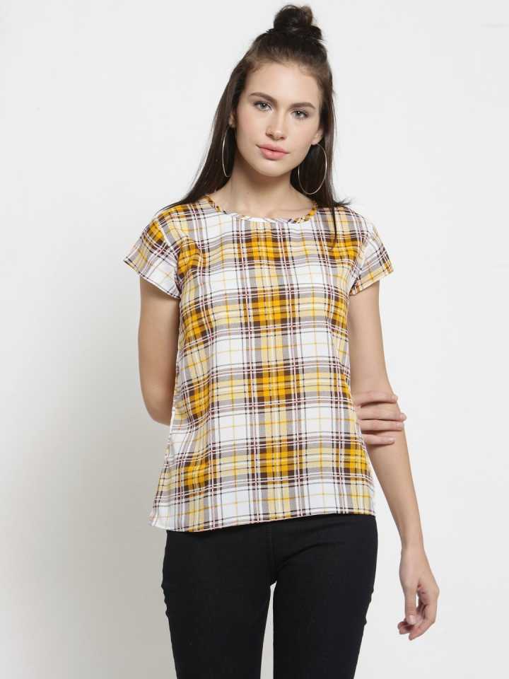 TANDUL  Casual Regular Sleeves Checkered Women Multicolor Top