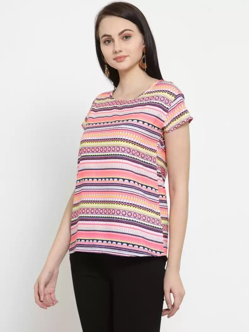 TANDUL  Casual Regular Sleeves Striped Women Multicolor Top