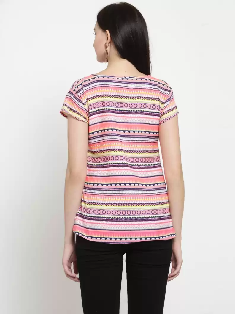 TANDUL  Casual Regular Sleeves Striped Women Multicolor Top