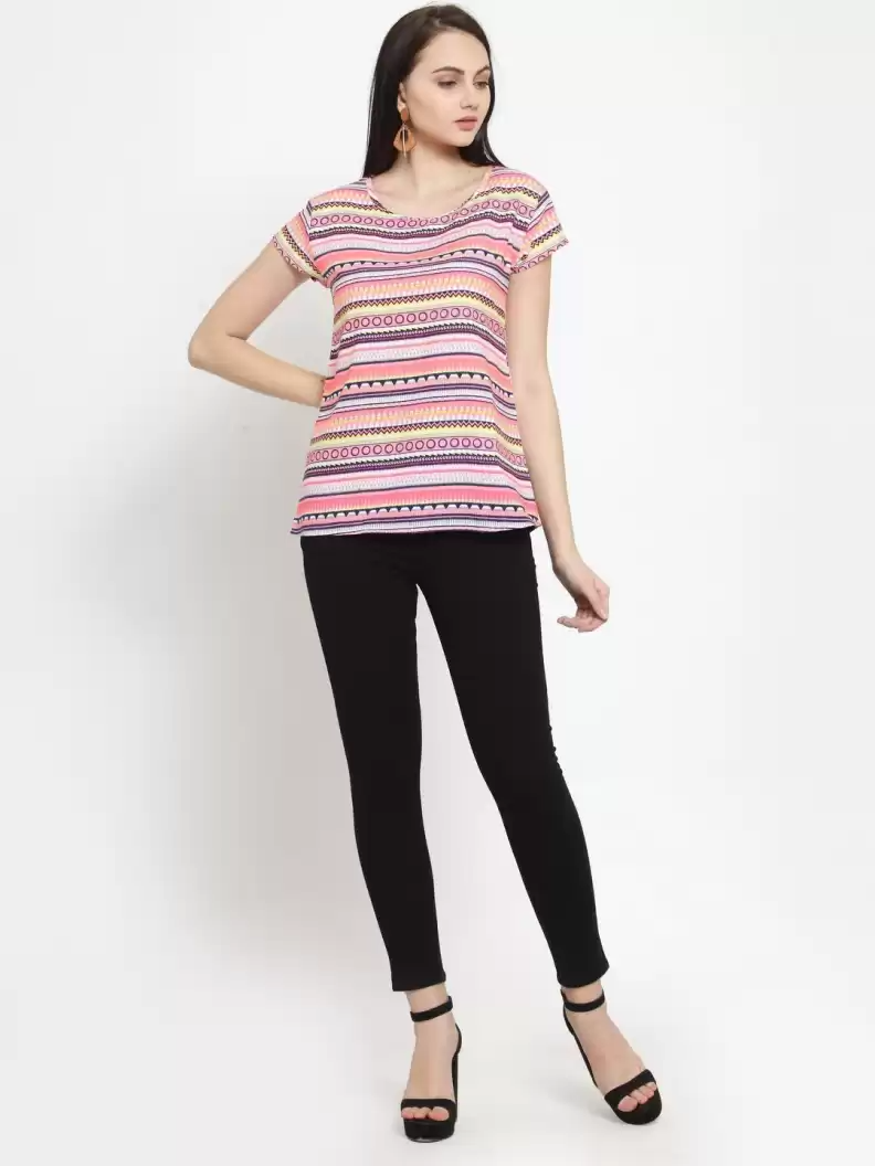 TANDUL  Casual Regular Sleeves Striped Women Multicolor Top