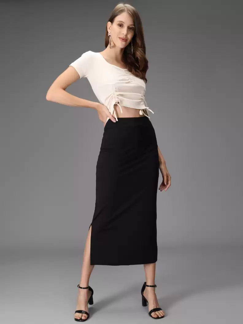 TANDUL  Women Solid Tube Black Skirt