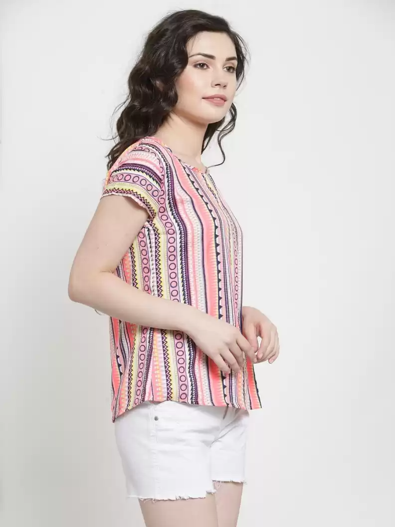 TANDUL  Casual Regular Sleeves Printed Women Multicolor Top