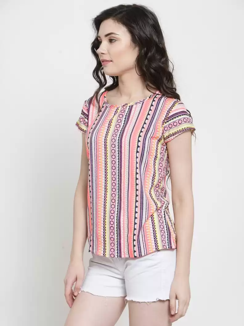 TANDUL  Casual Regular Sleeves Printed Women Multicolor Top