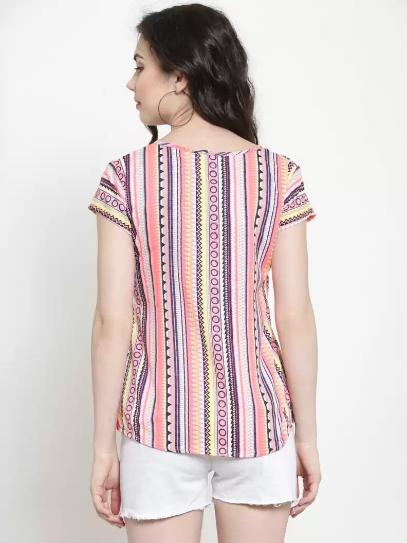 TANDUL  Casual Regular Sleeves Printed Women Multicolor Top