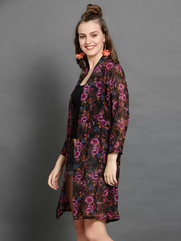 TANDUL  Women 3/4th Sleeve Multicolor Shrug