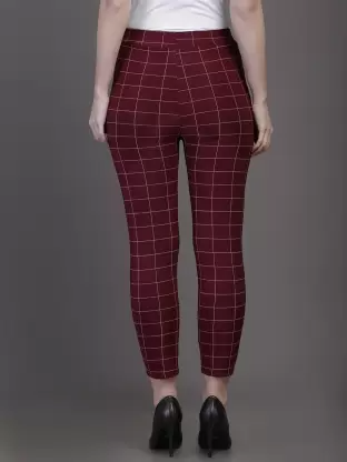 TANDUL Maroon Jegging  (Checkered)