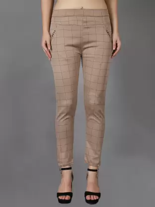 TANDUL Beige Jegging  (Checkered)