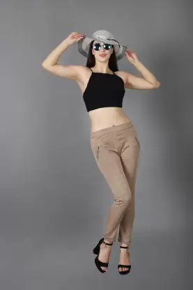 TANDUL Beige Jegging  (Checkered)