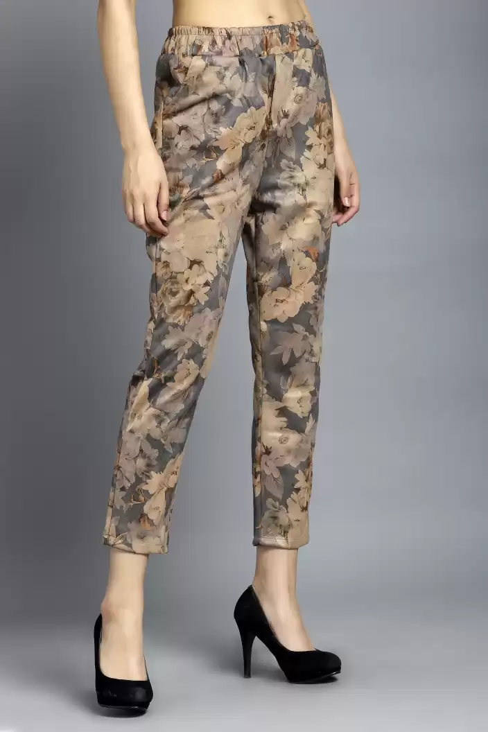 TANDUL  Regular Fit Women Multicolor Lycra Blend Trousers