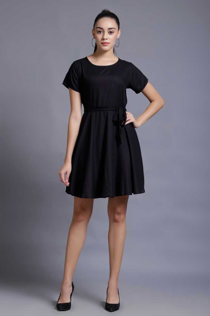 Women A-line Black Dress