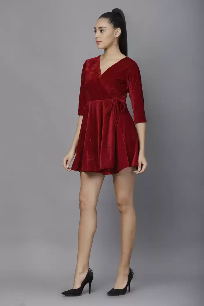 TANDUL INSTA Women Wrap Maroon Dress