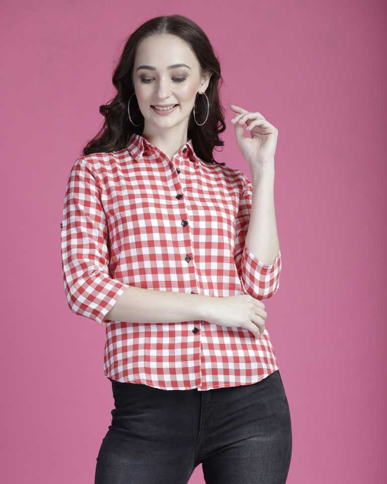 TANDUL  Women Regular Fit Checkered Casual Shirt