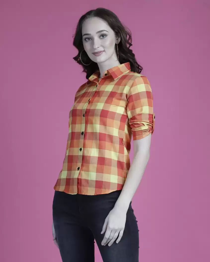 TANDUL  Women Regular Fit Checkered Casual Shirt