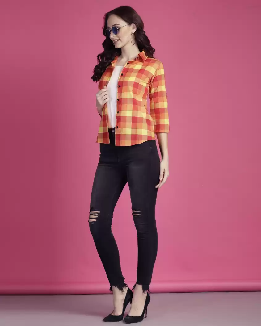 TANDUL  Women Regular Fit Checkered Casual Shirt