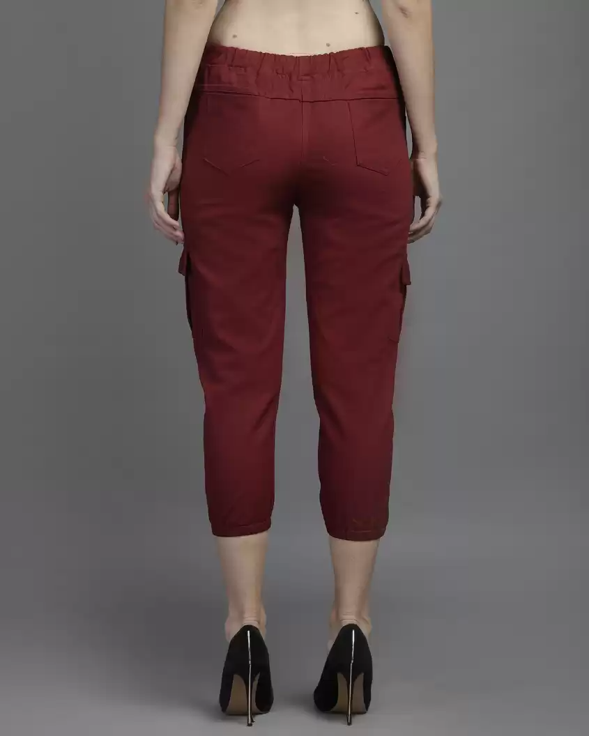 TANDUL  Regular Fit Women Maroon Pure Cotton Trousers