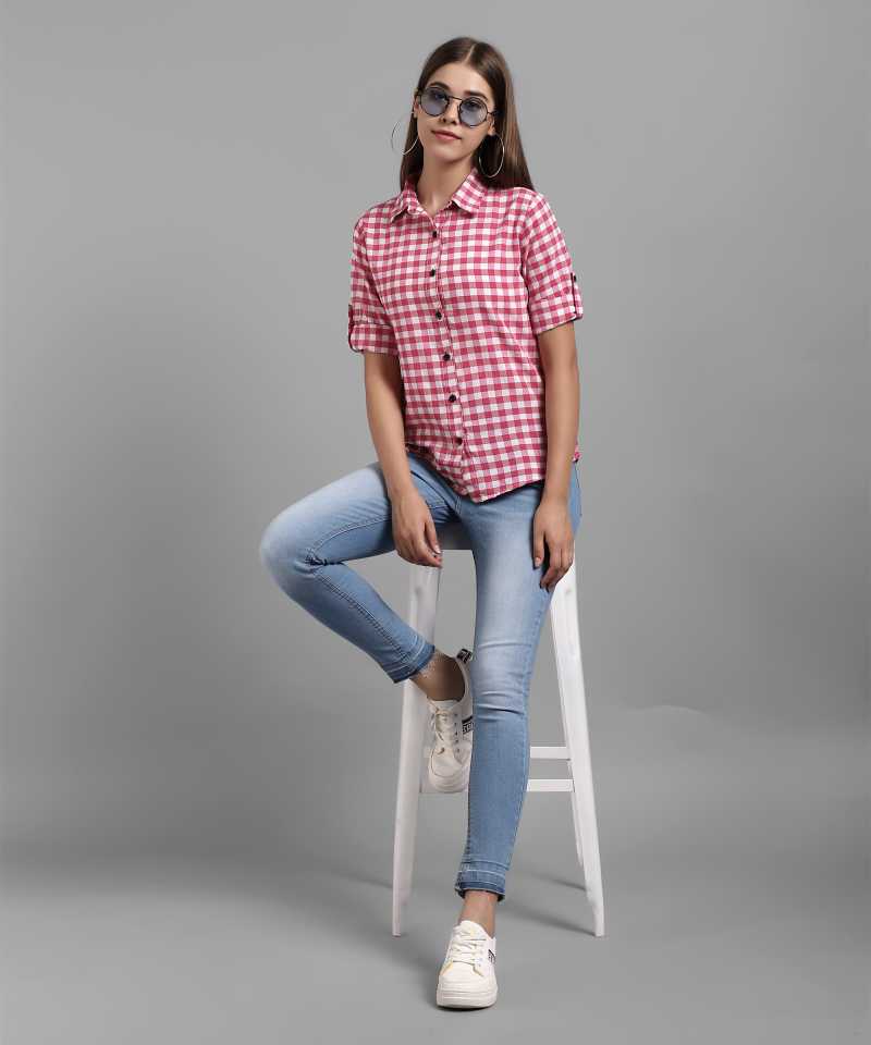 TANDUL  Women Regular Fit Self Design, Checkered Casual Shirt