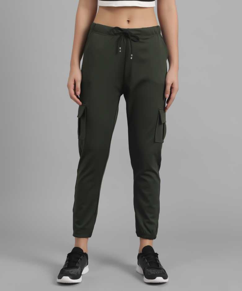 Regular Fit Women Green Lycra Blend Trousers