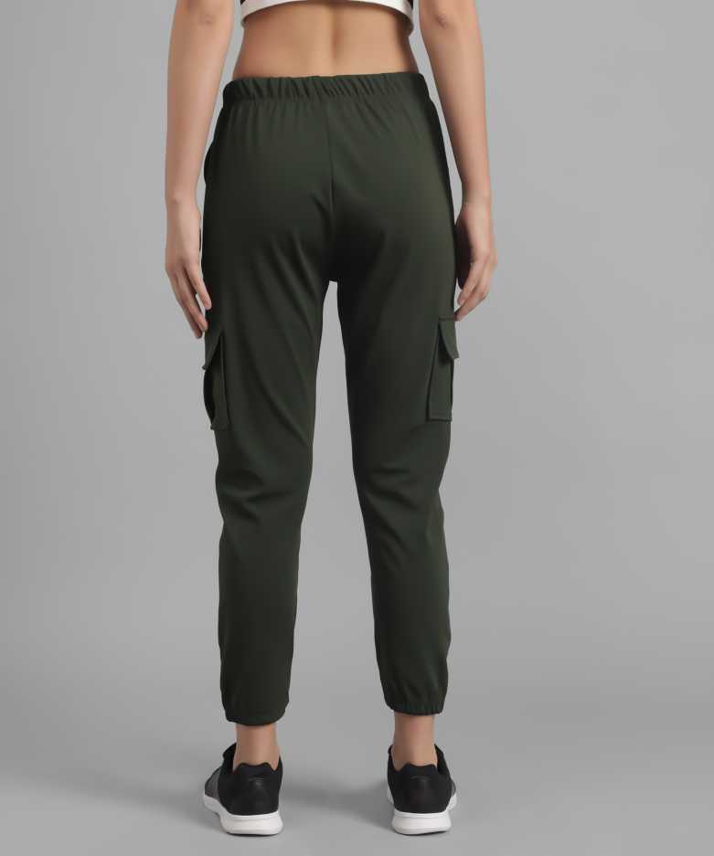 Regular Fit Women Green Lycra Blend Trousers