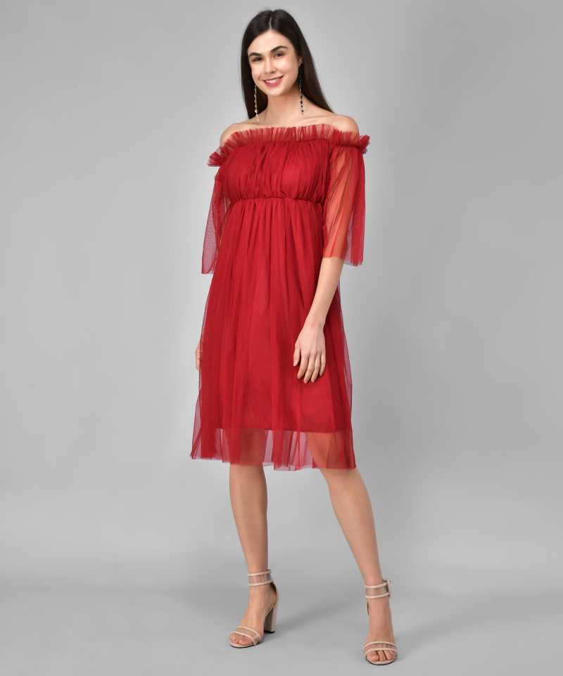 TANDUL  Women Layered Maroon Dress