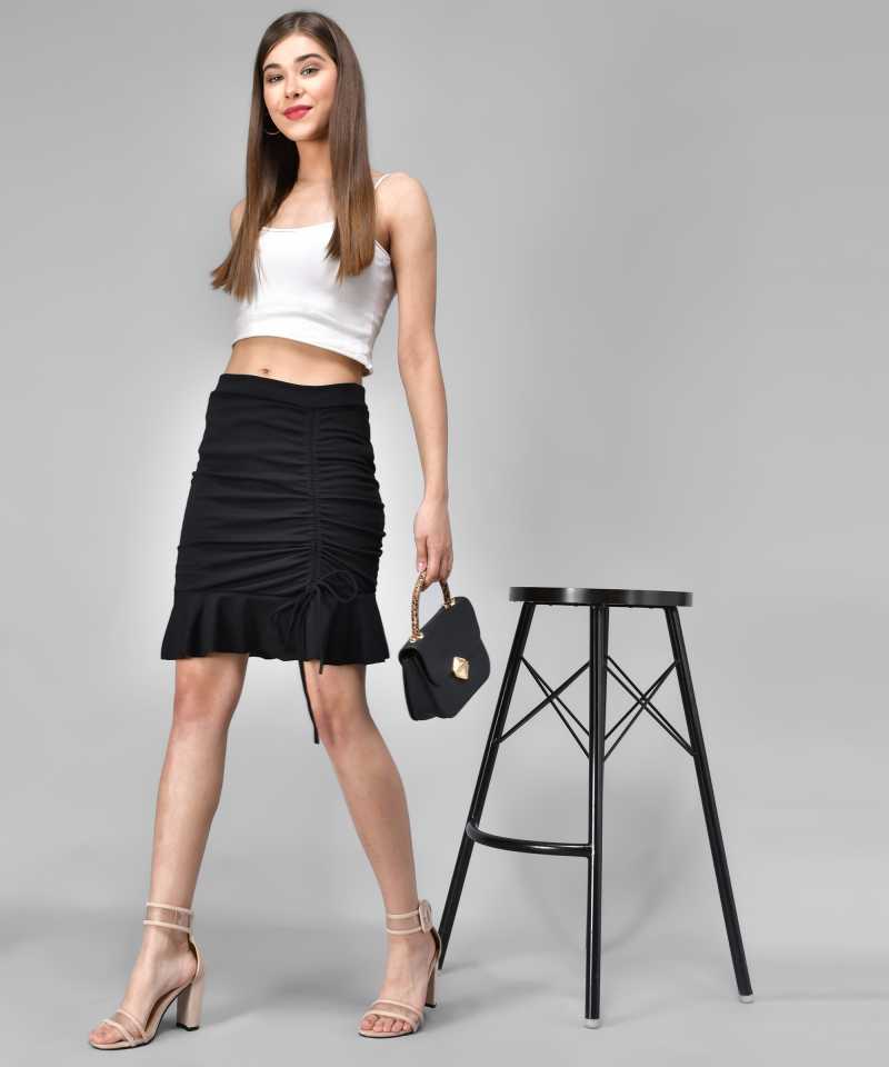 TANDUL  Women Solid Peplum Black Skirt