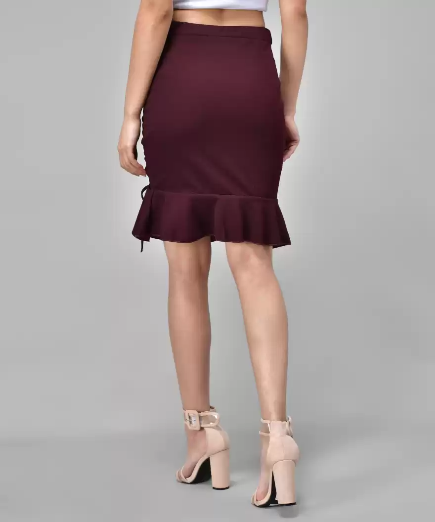 TANDUL  Women Solid Pencil Maroon Skirt