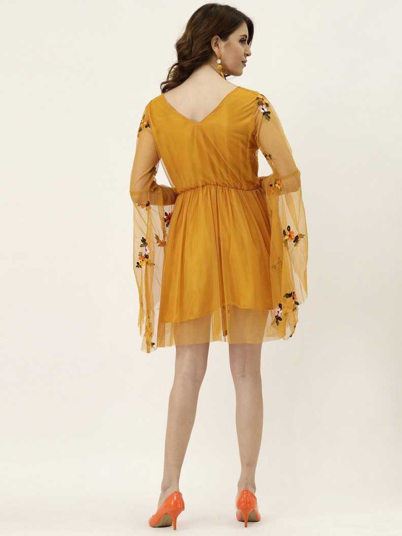 Women A-line Yellow Dress