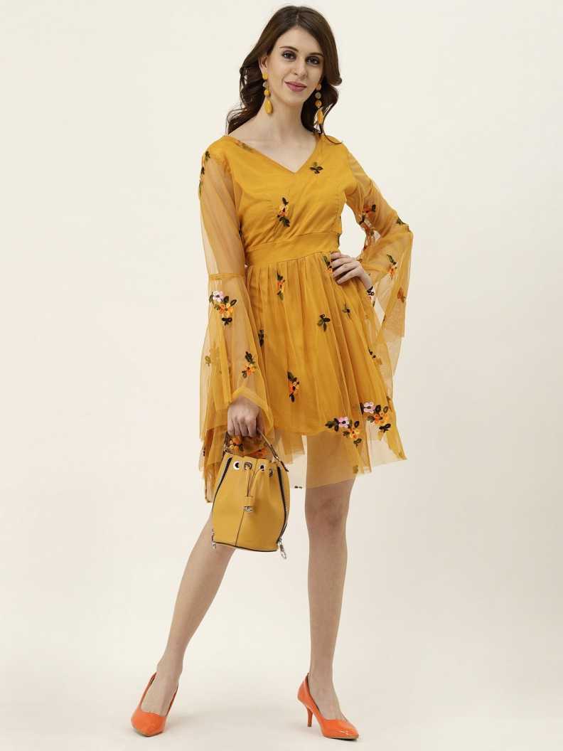 Women A-line Yellow Dress